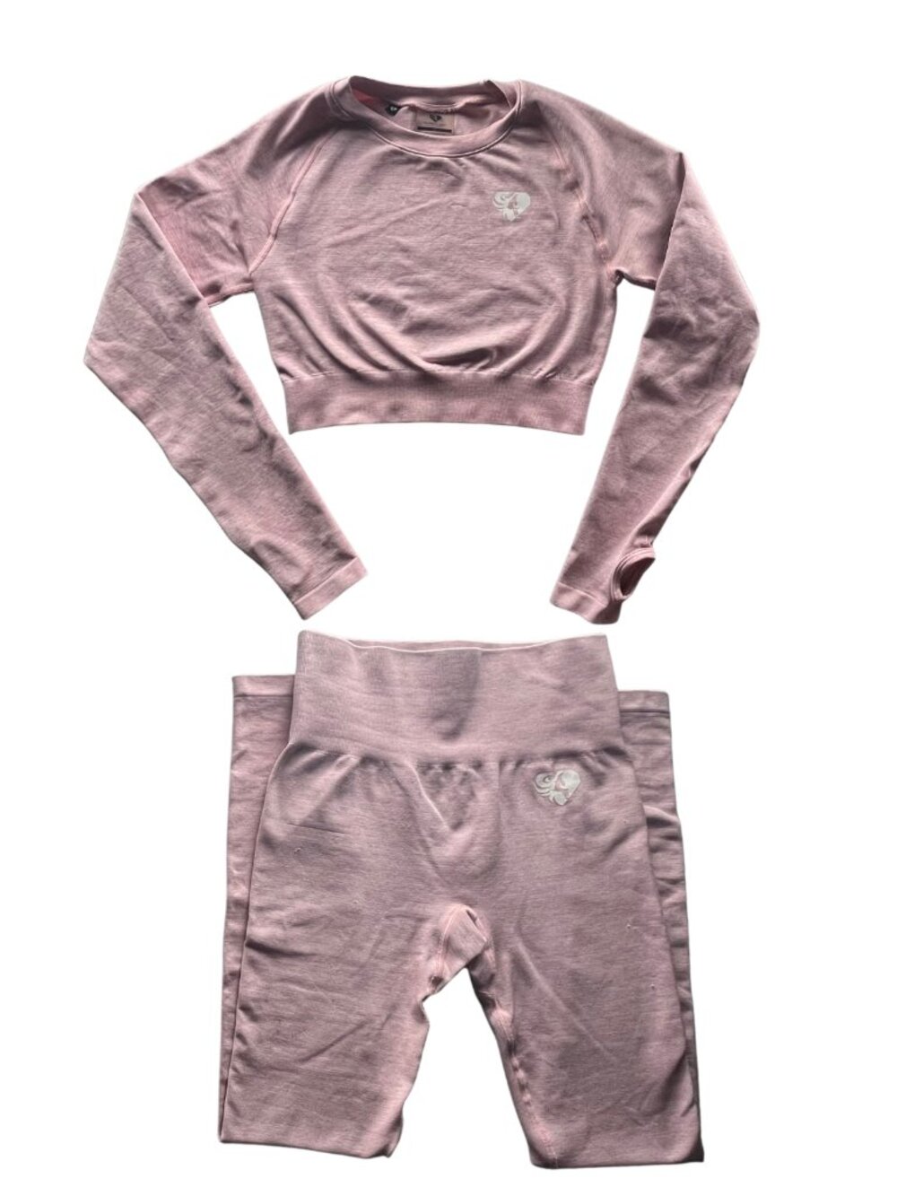 Women's Best Pink Seamless Crop Top & Leggings Set Size Small